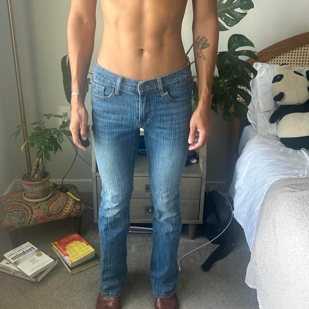 John Galt Brandy Melville Shanghai Straight Jeans Womens Small S Dark Wash Slub